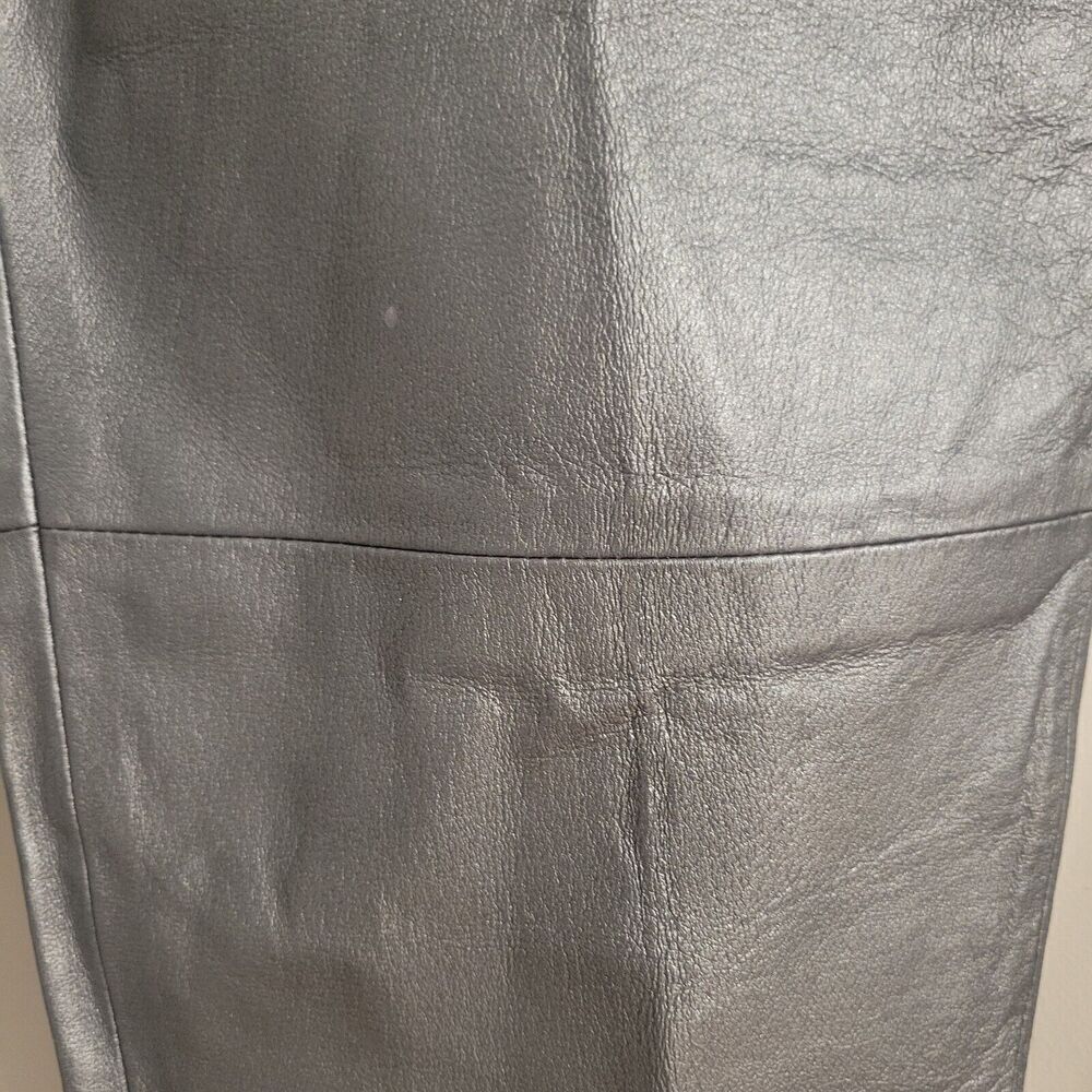 Vintage Forenza Size 16 Leather Pants  Silver Cigarette High Rise Disco - Picture 8 of 11